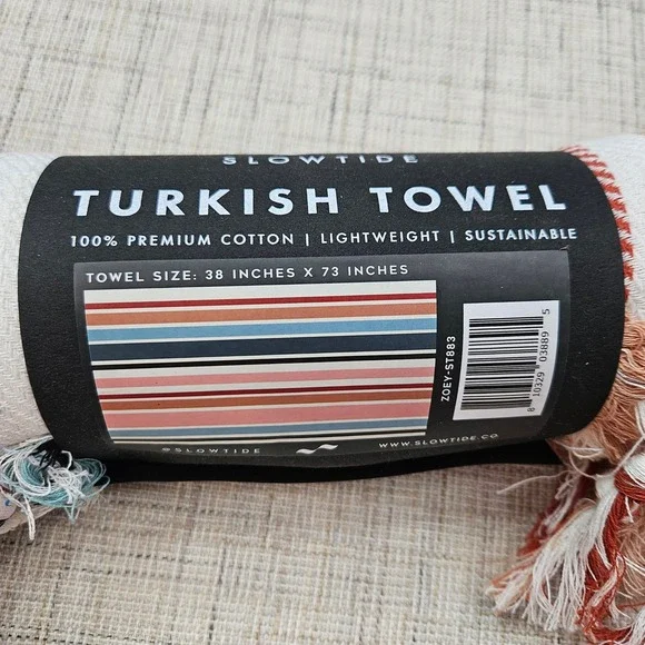 Slowtide Zoey Turkish Towel 100% Cotton Striped Beach Travel Wrap NEW - Picture 4 of 5